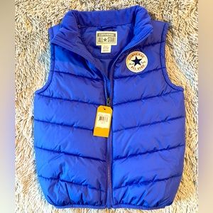 NWT Blue Converse Puffer Vest All Star Jacket Full Zip (Child 8-10)
